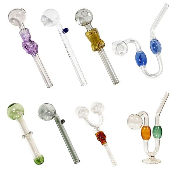 Assorted Glass Oil Burner Bubbler Pipes Smoking Dab Burners 10mm12mm 14cm Smoke Pipes Accessories