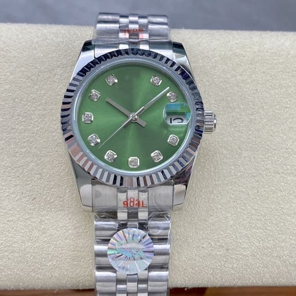 Date Just Green Face Dial Designer Mens Watch High Quality 904L Stainless Steel Jubilee Chain Strap Wristwatch 41mm/36mm/31mm