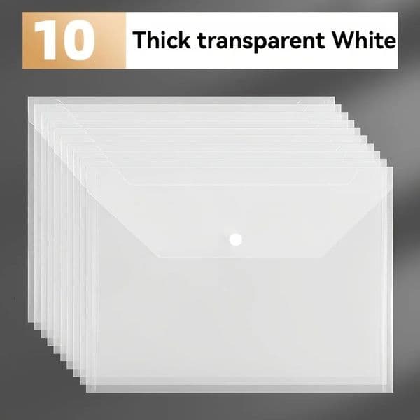 5/10 Pcs/set A4 Transparent File Bag PVC Documents Filing Storage Bag Student Organizer Information Pocket Folders Stationery 260402