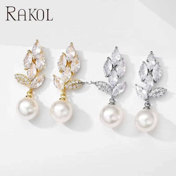 earrings 7 Marquis Style Fancy 18k Gold Plated Leaf Crystal Water Drop Freshwater 2024 Wedding Pearl Earrings Jewelry for women