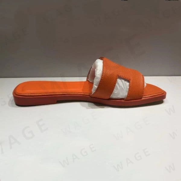 Summer Genuine Leather Casual Flat Sandals, Fashion Outdoor Internet Celebrity Classic Beach Palm Print, Flip Flops, Summer Slides, Quick Shipping-2