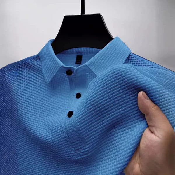 Summer Mens POLO Shirt Casual Breathable Comfortable Solid Color Button-Down Lapel High-Quality Short-Sleeved Tops 260401BJ