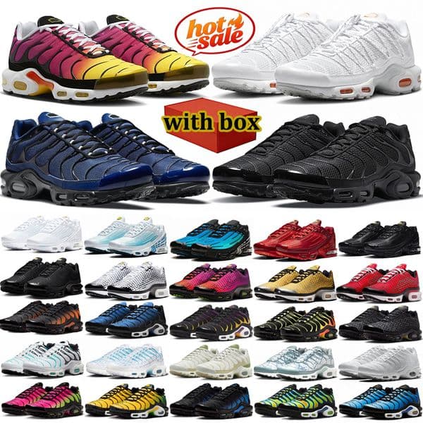 with box tns designer running shoes women men black white silver trainers sports outdoor sneakers chaussures
