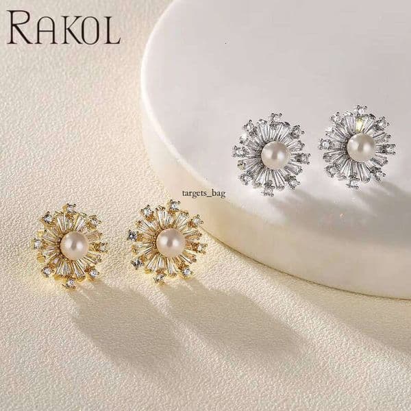 earrings 91 New Snowflake Design Fashionable Women's Shiny Diamond Round Pearl Date Earrings for women