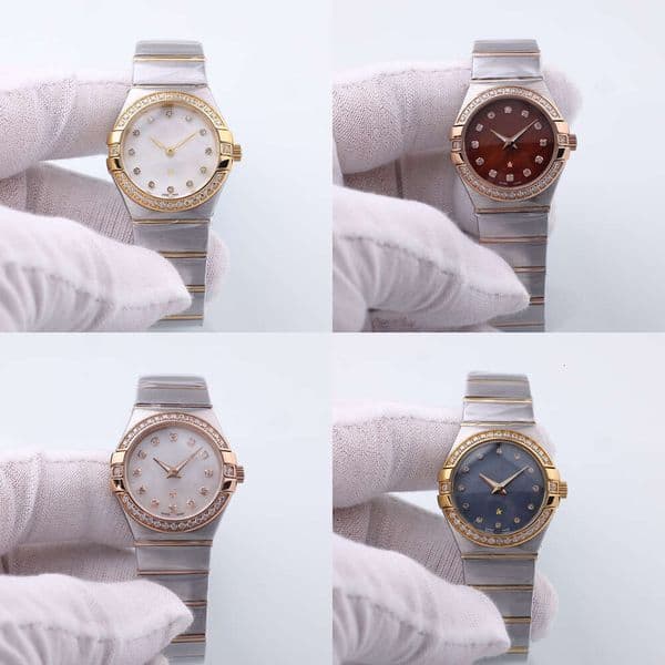 High Quality Designer Women's 28Mm Quartz Stainless Watchthe fourth generation Constellation Ladies Watch Diamond Bezel Mother Of Pearl Dial Steel Bracelet e1e