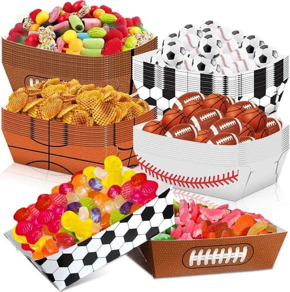 6-36pcs Sports Themed Party Soccer Rugby Football Baseball Basketball Birthday Disposable Paper Food Boat Snack Tray Baby Shower X260402