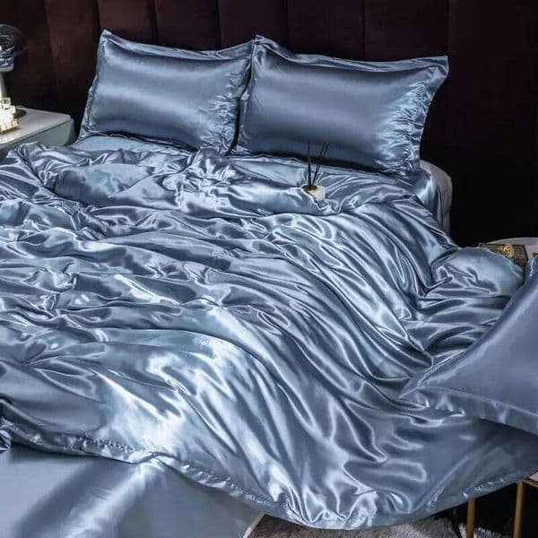 Luxury Ice Silk Bedding Satin Silky Duvet Set With Pillowcase High-end Home Textiles Solid Color Bed Cover Sets 26Y0402