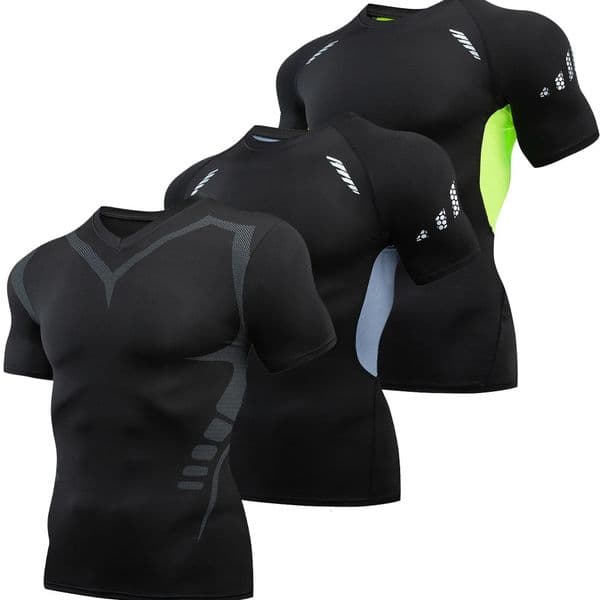 Mens Running Compression Shirts Short Sleeve Sport Gym Tees Fitness Quick Dry Sweatshirt Jogging Tracksuit Athletic Shirt Tops 260401