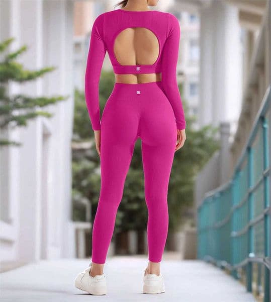 2PCS Yoga Suit Women Sports Set Quick-Drying Gym Set Tracksuit Running Workout Long Sleeve Sports Shirt Yoga Set Yoga Clothing C260402
