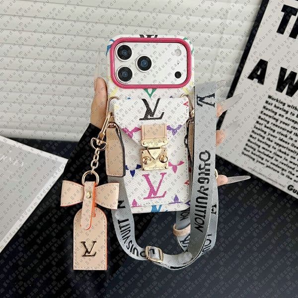 Luxury Phone Case Designer iPhone Case for iPhone 17 Pro Max 16 15 14 12 13 XS XR 8P 15 Plus Samsung S25 Ultra s24 s23 S22 Case Card Holder Zipper Bag Crossbody Wallet Cover
