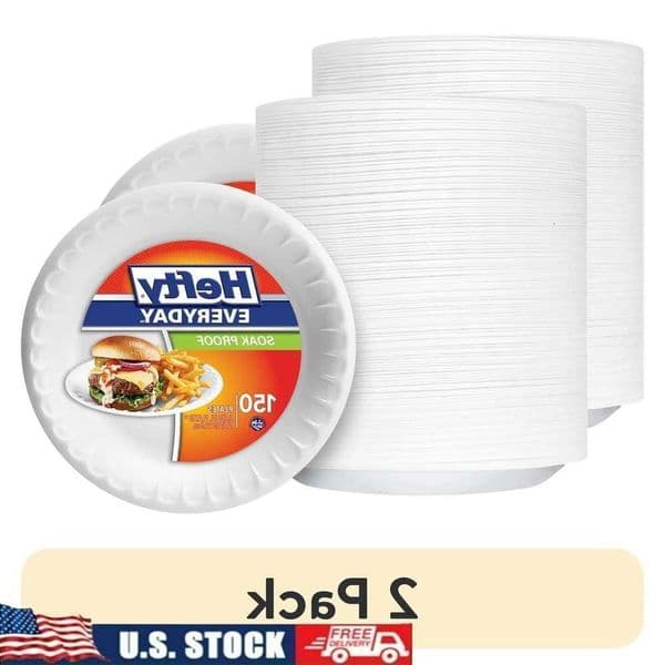 Disposable Foam Plates 9 Inch 150 Count Soak Proof Durable Leak Resistant Ideal Everyday Use Gatherings X260402