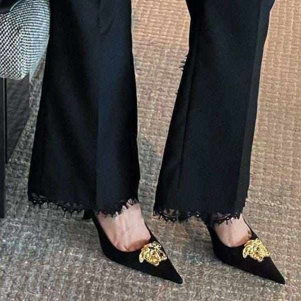 Black High Heels for Women Unique Design Elegant Socialite Style 2025 Autumn/Winter New Collection Comfortable Thin Heel Pointed Toe Pumps Q260402