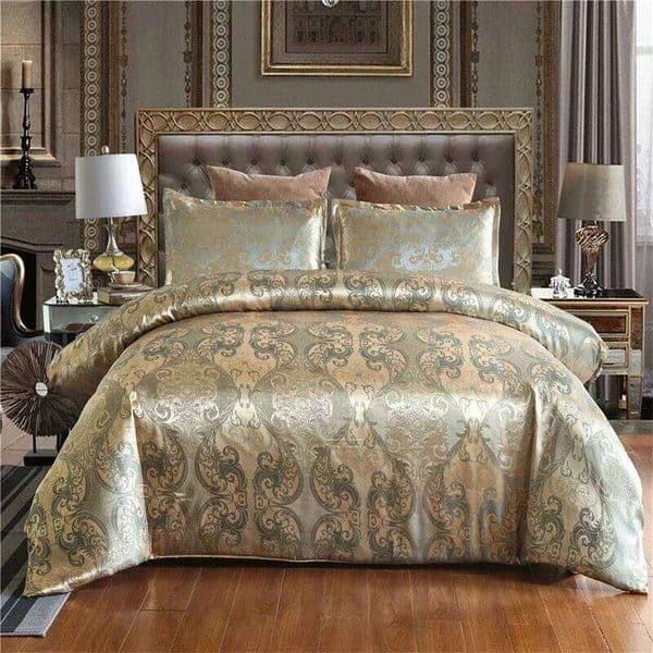 Luxury Satin Jacquard Single Double Duvet High End European Wedding King Bedding Queen Size Quilt Cover Set 26Y0402