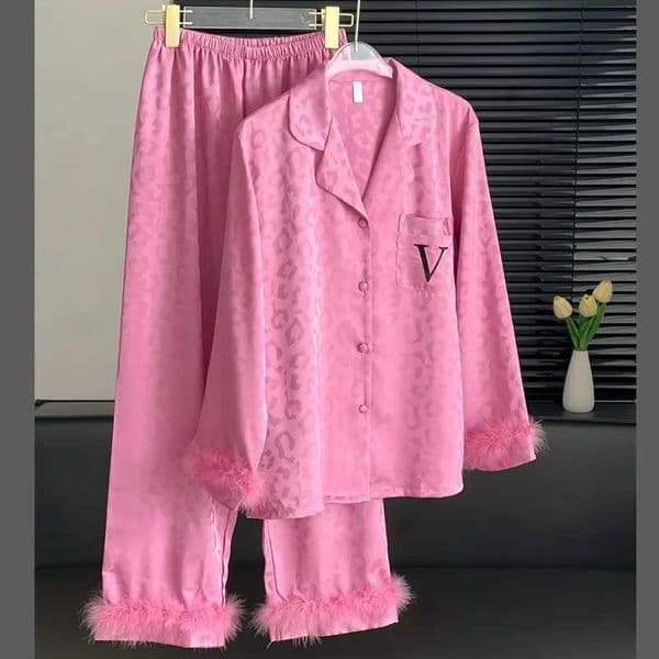 2025 New Summer Leopard Print Pyjamas Suit Long Sleeve Nightwear 2Pcs Pjs Women Home Suit Luxury Shirtpants Loungewear