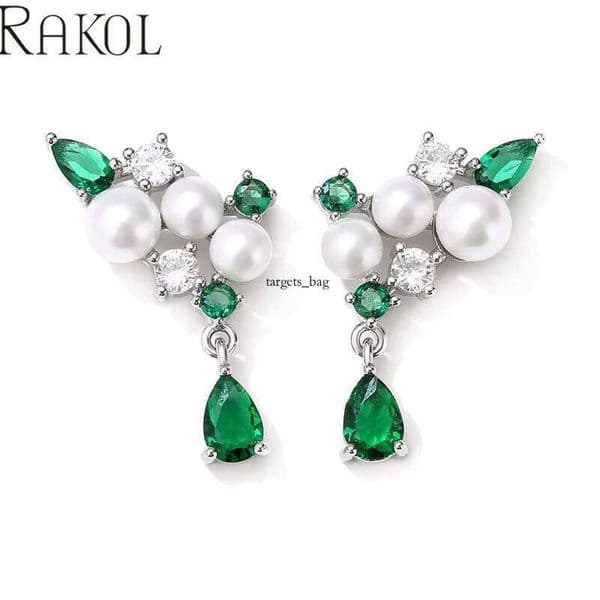 earrings EP5548 Christmas Shiny Crystal Cubic Moissaniteia Pearl Beaded Fashion Jewelry Elegant Designer Statement Jade Earrings for Women for women