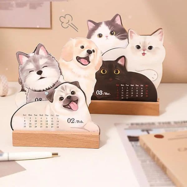 2026 Cute Cat Dog Series Desk Calendar Table Planner Yearly Agenda Organizer Memo Notes for Home Office School Daily Scheduler 260402