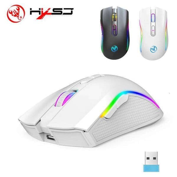 HXSJ T69 ergonomics Portable Cordless 2.4G Rgb Silent gaming Laptop Computer Wireless Mouse for game pc