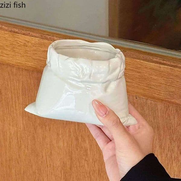 White Cloth Bag Coffee Creative Ceramic Mug Concentrated Latte Beverage Cup Milk Juice Cups Household Drinkware