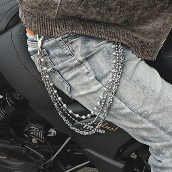 2025 Retro Steel Keel Clip Beads Pants Chain Three Layers Fashion Men And Women Accessories Hip Hop Key Chain 260324