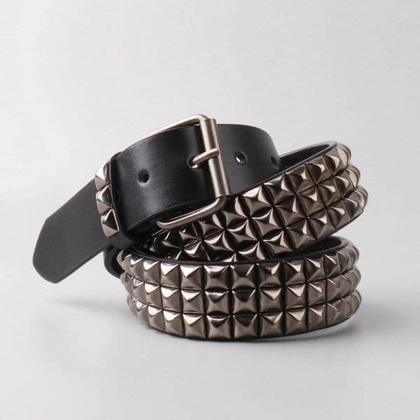 Fashion mens metal pin buckle PU riveted belt 260323