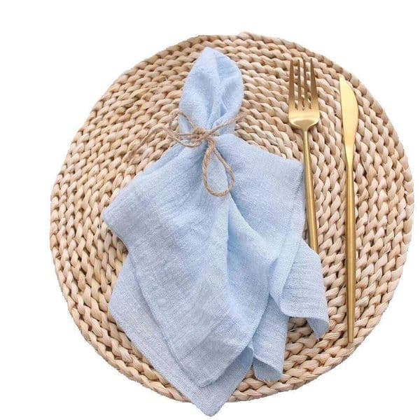 10pcs Cotton Cloth Gauze Fabric Blue 30x30cm for Wedding Party Birthday Tea Towel Table Baby Shower Christmas Napkins 240805 thumbnail 2