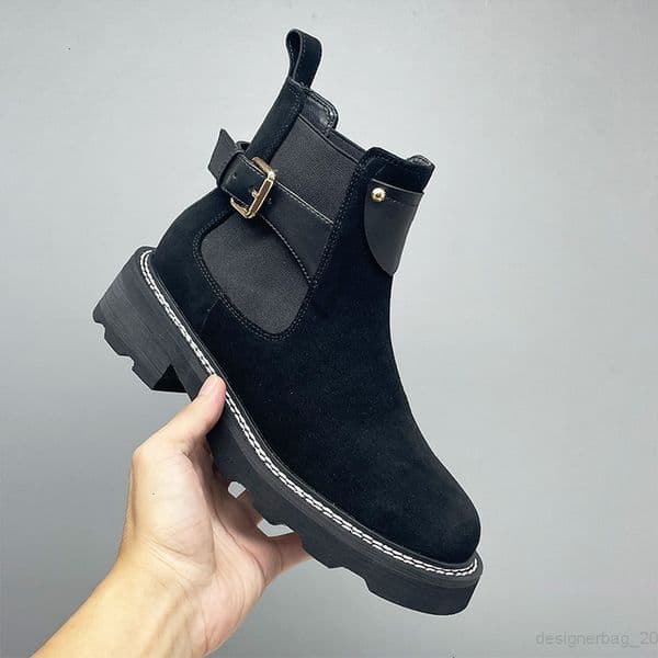 Designer Boots Suede Leather Ankle Boot Embossed Beaubourg Boots Martin Booties Winter Snow Booties Shoes 685