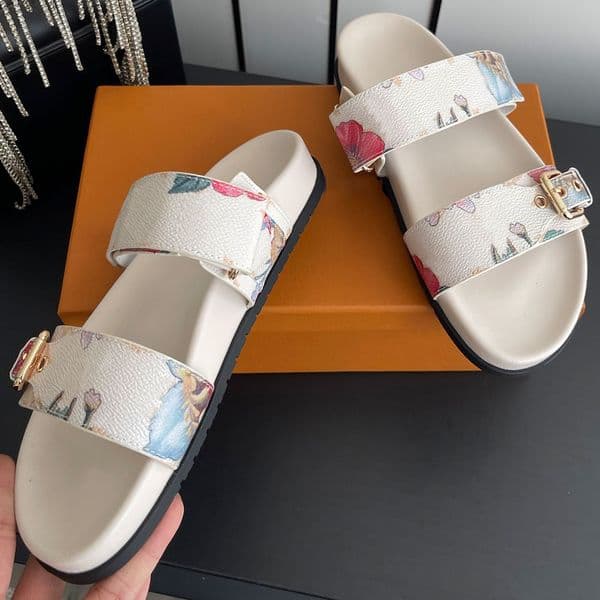 Womens Bom Dia Comfort Mule designer 1AK23E 2026 show fashion luxury mules chintz motif relaxed mule Casual Vacation Summer Mules Rubber outsole size 35 42