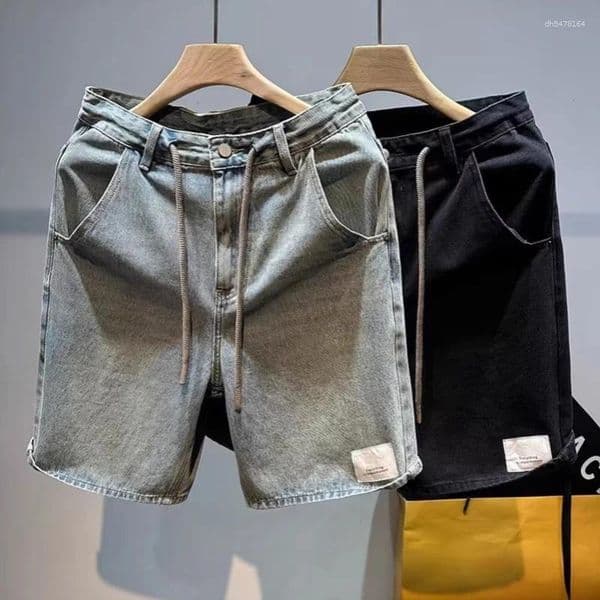 Men's Shorts 2026 Mens Straight Leg Blue Denim Summer Casual Five Inch Beach Thin Lightweight Vintage Japanese Relaxed Fit