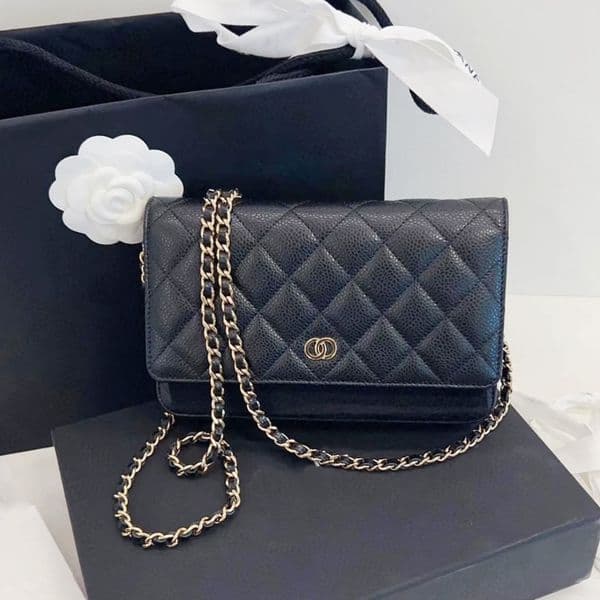 Designer Luxury Wallets Lucky Mahjong Women's Grained Cowhide Leather Gold Hardware Crossbody Chain Strap Bags Black 5a