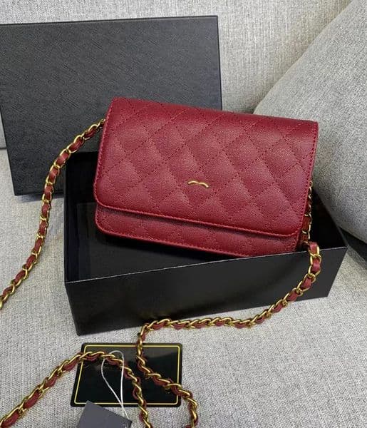 Designer women bag caviar cow 2026 leather quilted Trends plaid silver chain shoulder tote vintage messenger shopping beach mini card case holder