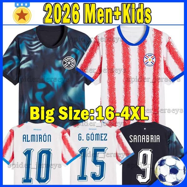 XXXL 4XL 26 27 World Cup Paraguay national football team Soccer Jerseys A.SANABRIA D.GOMEZ SOSA ALDERETE GALARZA Football Shirts 2026 2027 G.AVALOS ARCE Men kids kits