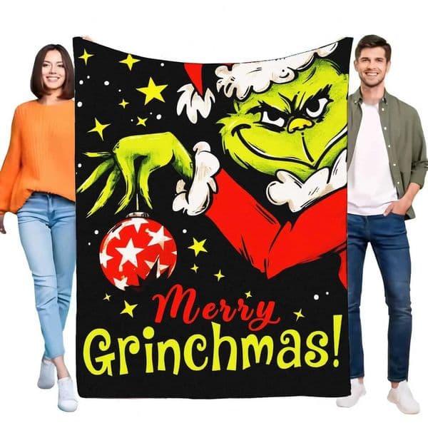 Luxury Designer Throw Merry Grinchmas Blanket Cozy Throw Soft Warm Bed Sofa Cover Holiday Gift Collection With Grinch Character Design Perfect For h Ch Sh 001