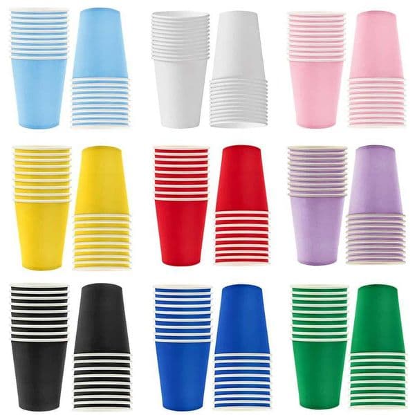 10/20/30/50pcs Solid Color Disposable Paper Cup 10 Colors Available Pink Red Blue Yellow Green White Black Birthday Party Decor X260402