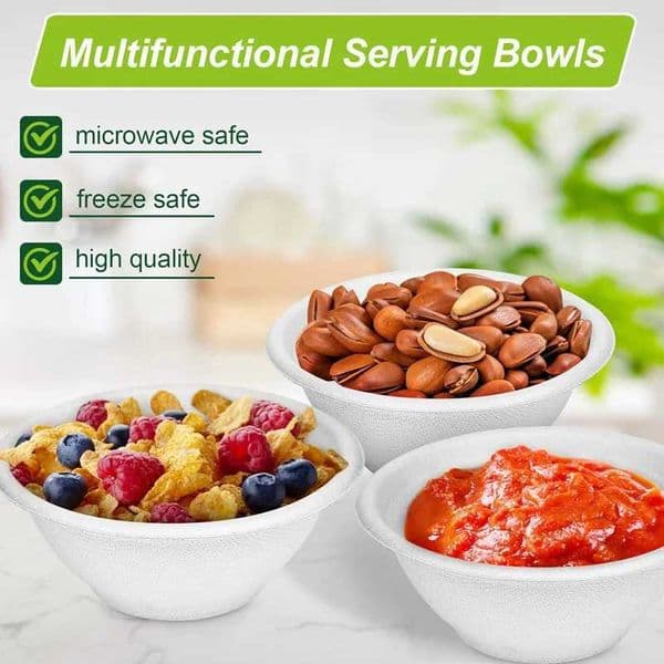 Eco-friendly Disposable Bowl 220mlMade from Sugarcane PulpBiodegradable CompostableWhite Dessert Bowl 50pcs/Pack115x45cm X260402
