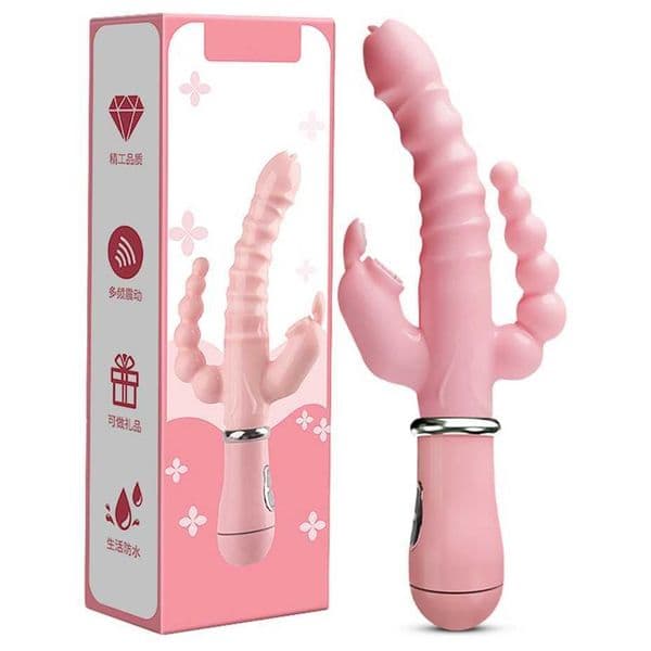 3 In 1 Dildo Vibrator Tongue Licking Rabbit Spot Clitoris Vaginal Anal Stimulator Female Masturbator Adult Sex Toys For Women