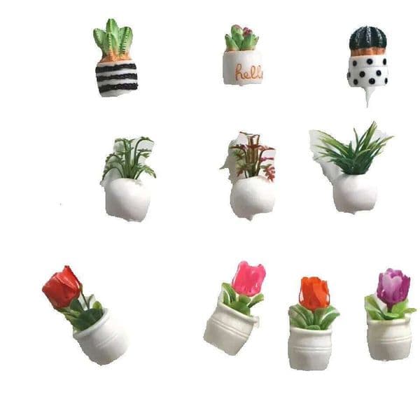 4-5pcs Cactus Fridge Magnet Plant and Flower REfrigerator Magnetic Sticker 3D Cute Grass Message Board Reminder Home Decoration 240802
