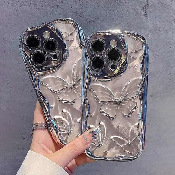 Iridescent Butterfly Case for Apple iPhone 17 Pro Max, Xiaomi 15, Popular Couple's Shockproof Protective Cover