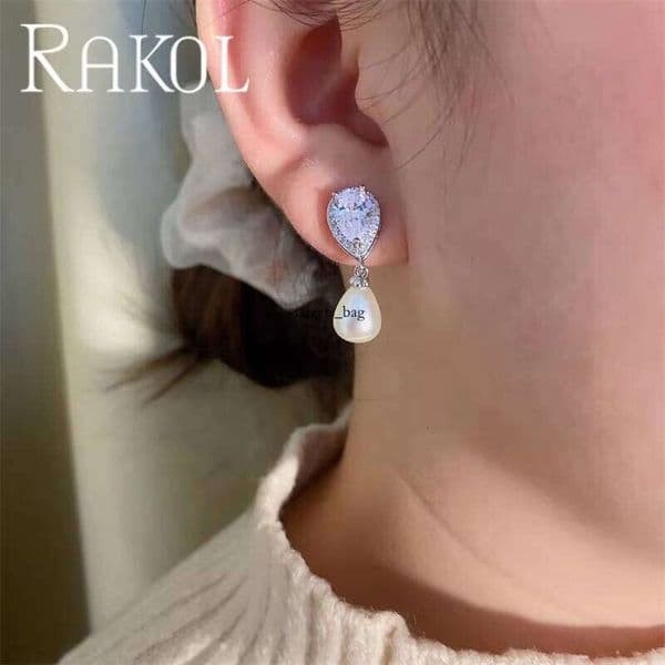 earrings EP516 Simole Cubic Moissaniteia Female Moissanite Water Drop Pearl Earrings Wedding for women