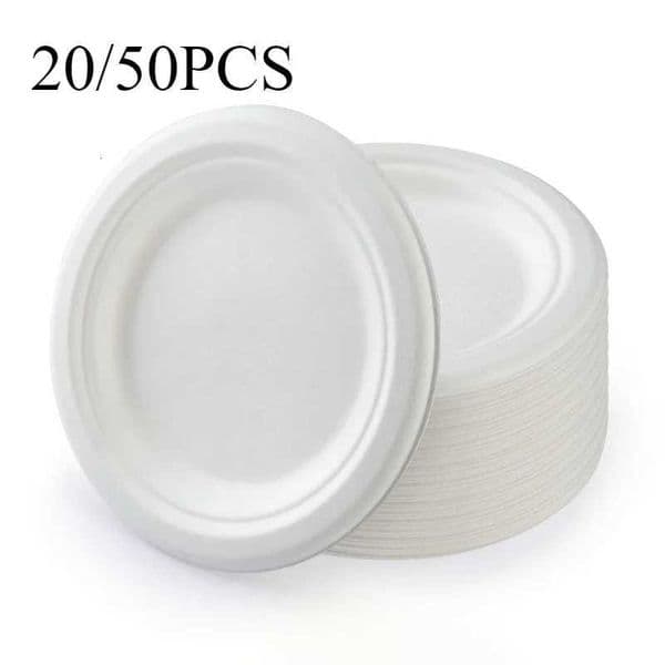20/50pcs 7 Inch Disposable Plates Eco-Friendly Degradable Paper Plate For Barbecue Picnic Office Birthday Party Supplies X260402