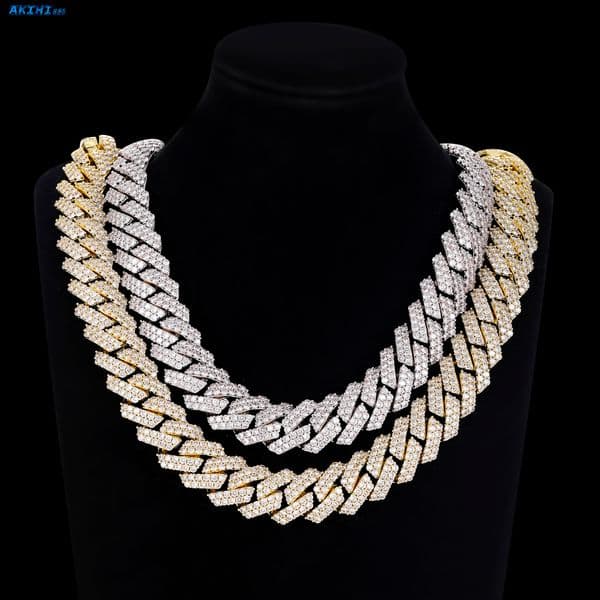 OEM Custom Cuban Clink Chain Men S925 Cubic Chain Necklace Sparkling Iced Out MoissaniteVVS Stones Hip Hop Jewelry 8-20mm