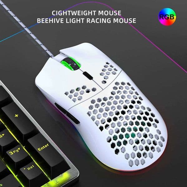 Hot sale HXSJ J900 Gaming Mice RGB Luminous lightweight Macro Programming Hollow Ergonomics Wired mouse for Laptop game Office