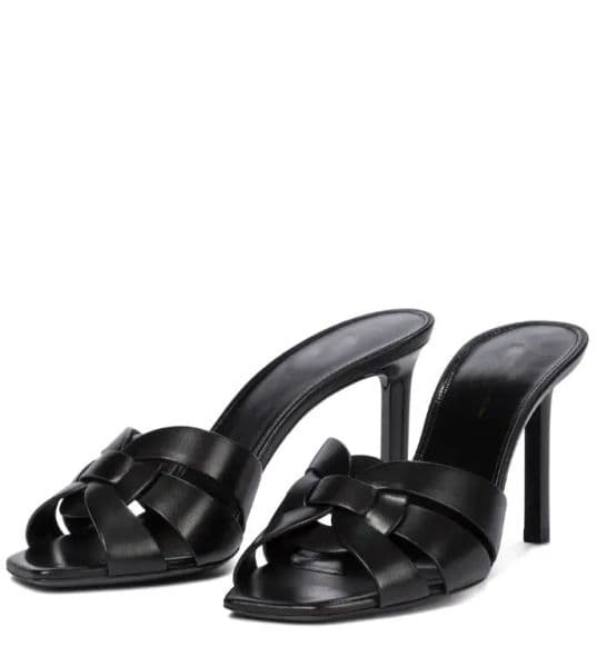 Women sandal slipper slide sexy high heels shoes luxury designer shoe for woman black genuine leather Tribute 85mm leathers sandals brands with box