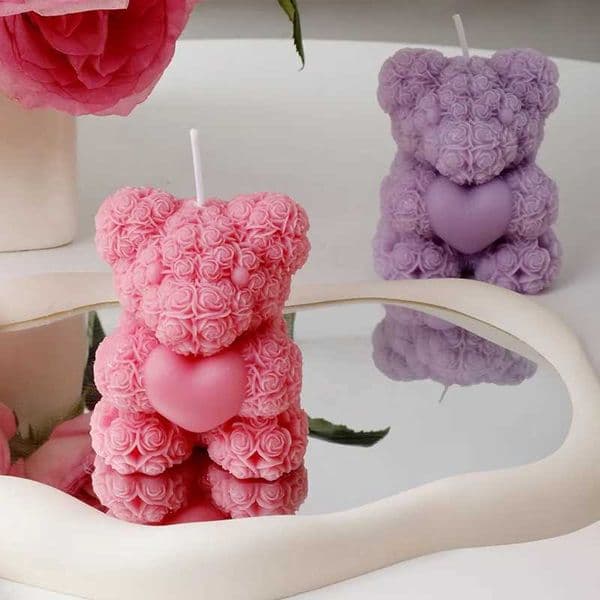 Rose Bear Scented Candles - Cute Decorations Handmade Gifts for Women / Friends Ideal for Wedding Souvenirs Valentines Day H260402 Z260527