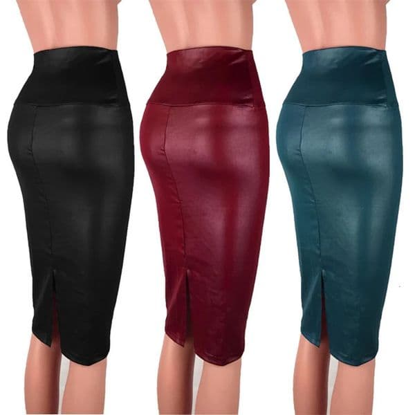 Matte PU Leather Skirt Women Highwaist Bodycon Slim Long Skirts Vintage Office Lady Pencil Club Party 260331
