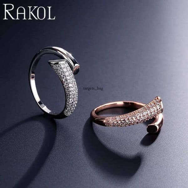 earrings RP2262 Custom Fashion Crystal Moissanite Jewelry for Women Wholesale Stainless Steel Silver Gold Plated Adjustable Ring for women