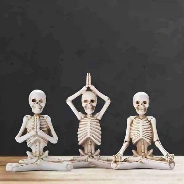 Meditation skeleton statue and yoga mini set resin craft ornaments halloween party decoration table gothic 260403BJ