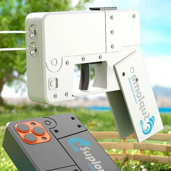 Mobile phone folding water gun continuous firing dual head spray water gun launcher model toy X260403