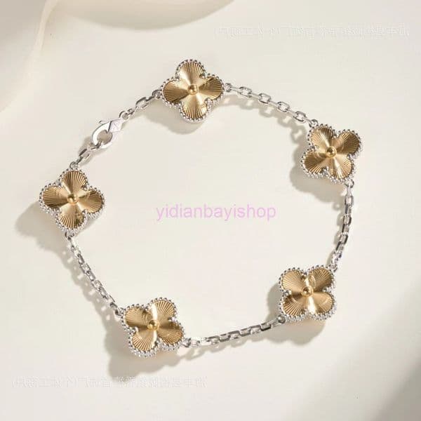 designer vanly cleeff bracelet Premium Flower Lucky Clover Bracelet Women Christmas Laser Bracelet Niche Design Luxury Black Onyx Flower