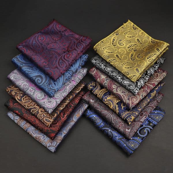 Mens Solid Colors Hankerchief Scarves Vintage Paisley Men Suit Pocket Square Wedding Dress Chest Towel Accessories Gift 260403