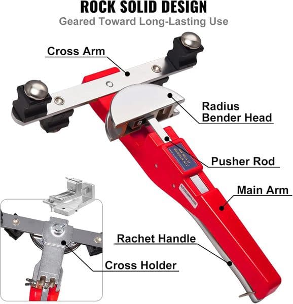 Pipe Tube Bender Set, 7 Bending die Kits, 3/8 "to 1" Manual Pipe Bender, 180° Bending, for Bending Copper, Steel and Aluminum,for Refrigerator Air Conditioner